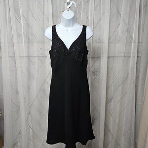 Evan Picone Black Sleeveless Floral Babydoll Cocktail Formal Party Dress 12